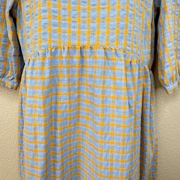 👗 Nobody's Child Womens Fearne Cotton Rachel Blue Orange Plaid Midi Dress Sz. 4 - Picture 4 of 14